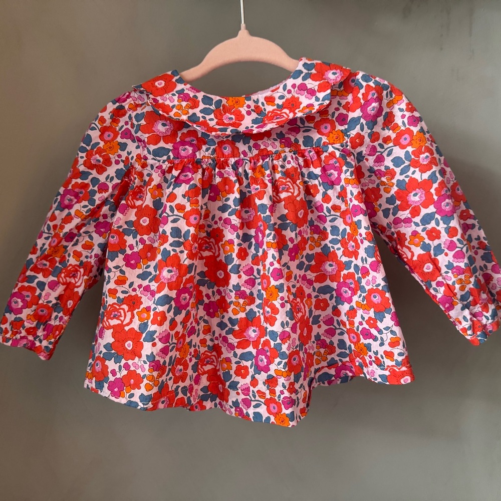 Jacadi Floral Kids Blouse and socks - Pink and Red